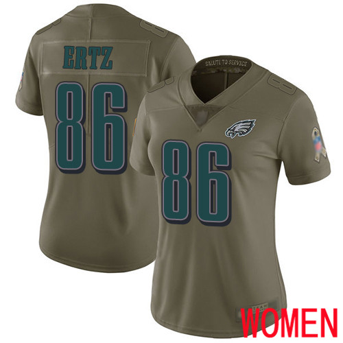 Women Philadelphia Eagles #86 Zach Ertz Limited Olive 2017 Salute to Service Football NFL Jersey